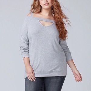 Lane Bryant Light Grey Cold Shoulder Top 18/20